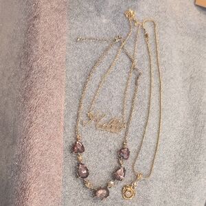 Three Gold Tone Elegant Necklaces
